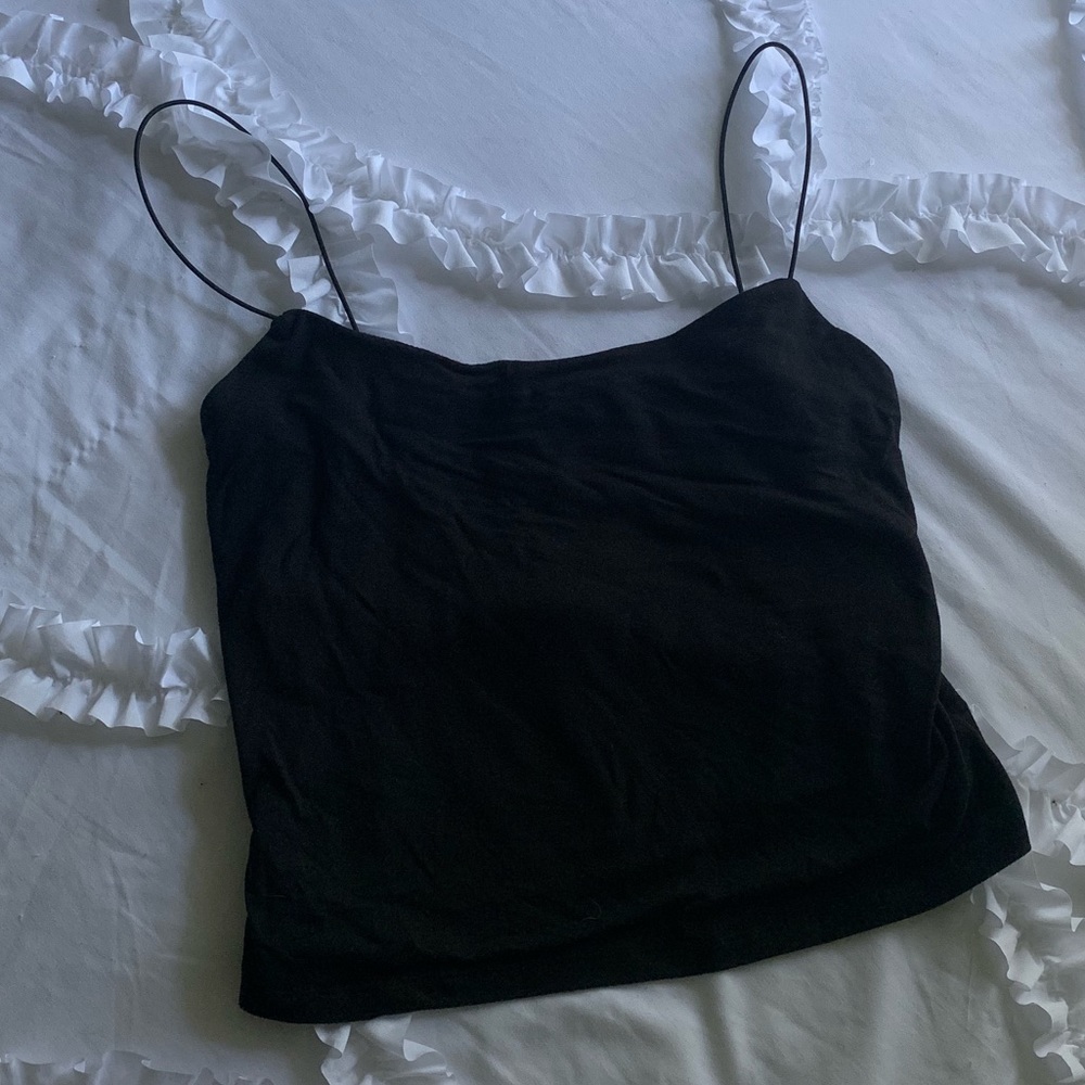 Black Tank Top w/ String Straps. Size S